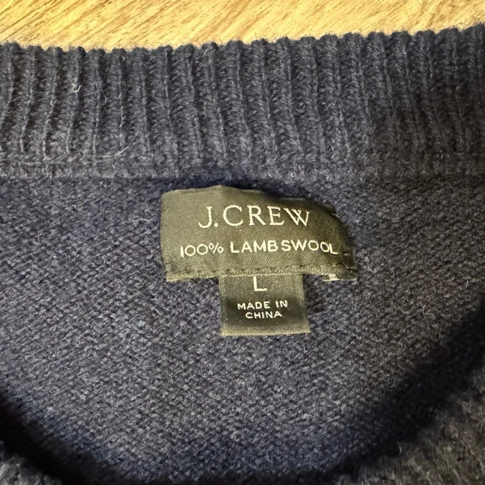 Men's L Navy Blue J. Crew 100% Lamb-swool Nordic Scandinavian Pattern Sweater